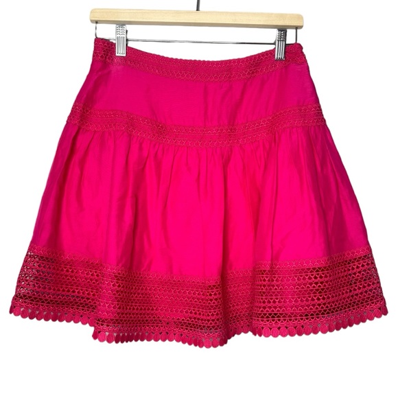Haute Hippie Catherine Lace Trimmed Cotton Silk Mini Skirt NEW - Picture 2 of 8